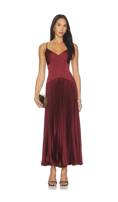 Astr Pleated Drop Waist Dress In Brown