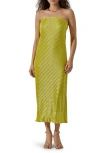 Astr Plissé Strapless Midi Dress In Avocado