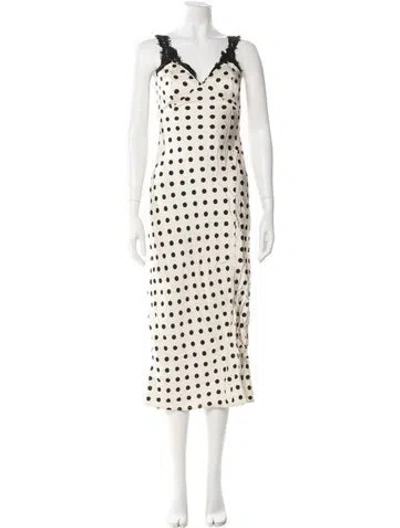 Pre-owned Astr Polka Dot Print Long Dress In Neutral