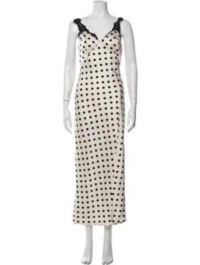 Pre-owned Astr Polka Dot Print Long Dress In Neutral