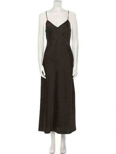 Pre-owned Astr Polka Dot Print Long Dress W/ Tags In Black