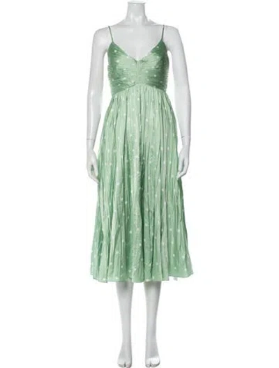 Pre-owned Astr Polka Dot Print Midi Length Dress In Green