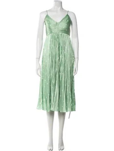 Pre-owned Astr Polka Dot Print Midi Length Dress In Green