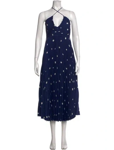 Pre-owned Astr Polka Dot Print Midi Length Dress W/ Tags In Blue
