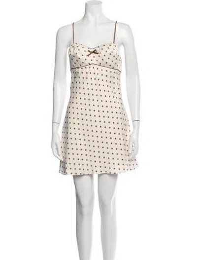 Pre-owned Astr Polka Dot Print Mini Dress In Neutrals