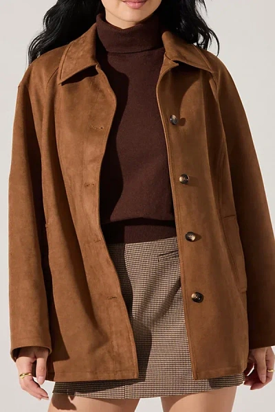 ASTR PRESLEIGH FAUX SUEDE JACKET IN BROWN, WOMEN'S AT URBAN OUTFITTERS