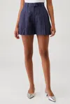 Astr The Label Preston Pinstripe Linen Shorts In Blue