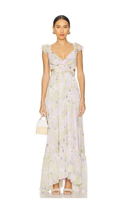 Astr Primrose Dress In Lavender Multi Flr