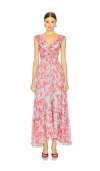 Astr The Label Primrose Cutout Detail Maxi Dress In Pink Aqua Floral