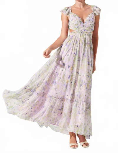 Astr The Label Primrose Cutout Detail Maxi Dress In Lavender Multi Floral