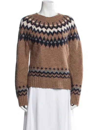 Pre-owned Astr Printed Crew Neck Sweater In Brown