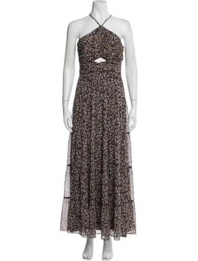 Pre-owned Astr Printed Long Dress In Black