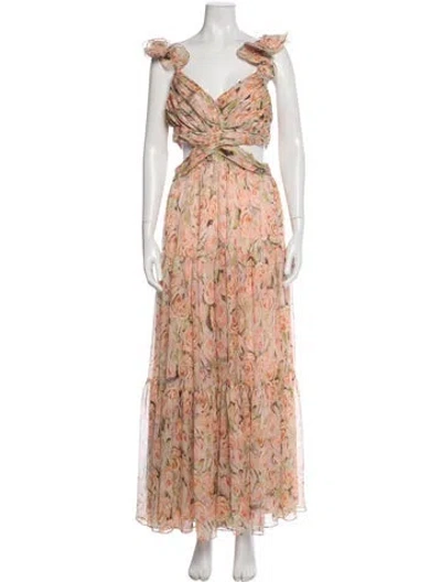 Pre-owned Astr Printed Long Dress In Multi