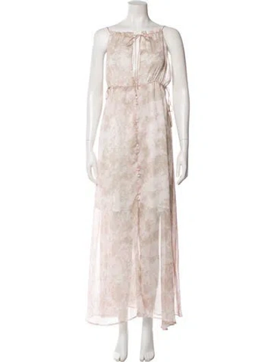 Pre-owned Astr Printed Long Dress In Neutral