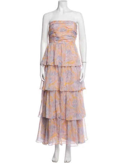 Pre-owned Astr Printed Long Dress In Pink