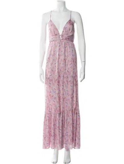 Pre-owned Astr Printed Long Dress In Purple