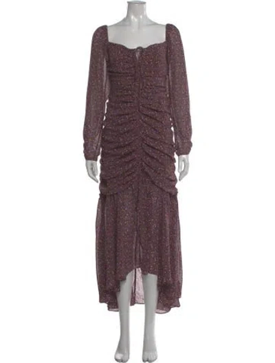 Pre-owned Astr Printed Long Dress In Purple