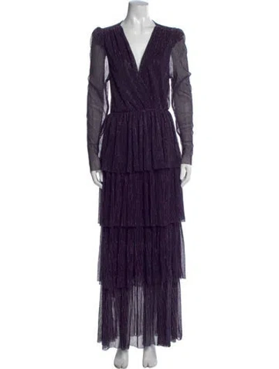 Pre-owned Astr Printed Long Dress In Purple