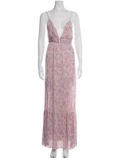 Pre-owned Astr Printed Long Dress In Purple