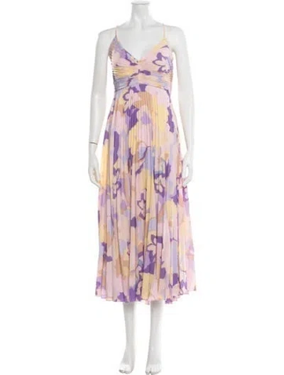 Pre-owned Astr Printed Midi Length Dress In Black/orange/purple
