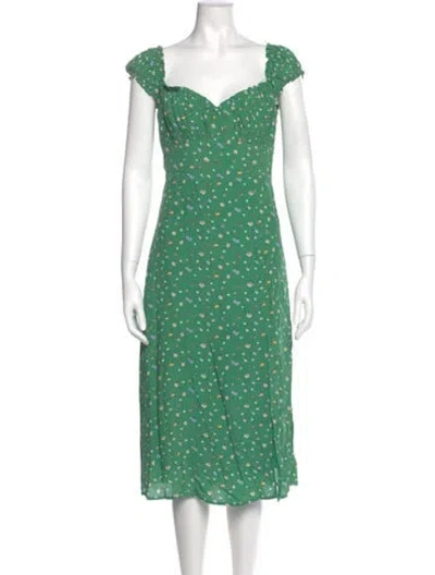 Pre-owned Astr Printed Midi Length Dress In Green