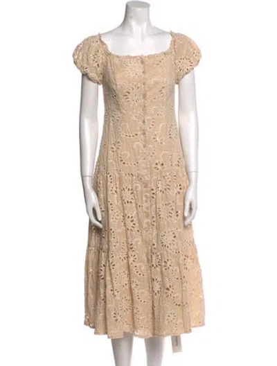 Pre-owned Astr Printed Midi Length Dress In Neutral