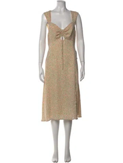Pre-owned Astr Printed Midi Length Dress In Neutral