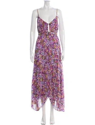 Pre-owned Astr Printed Midi Length Dress In Purple