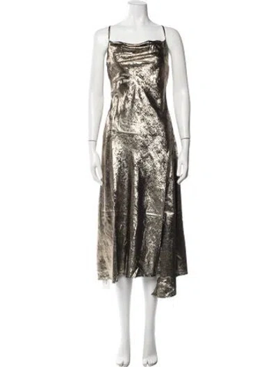 Pre-owned Astr Printed Midi Length Dress W/ Tags In Gold
