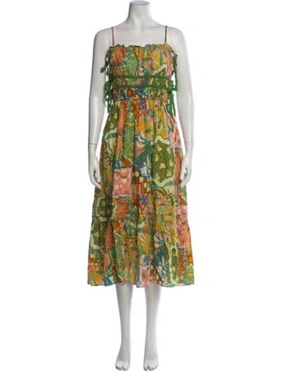 Pre-owned Astr Printed Midi Length Dress W/ Tags In Green