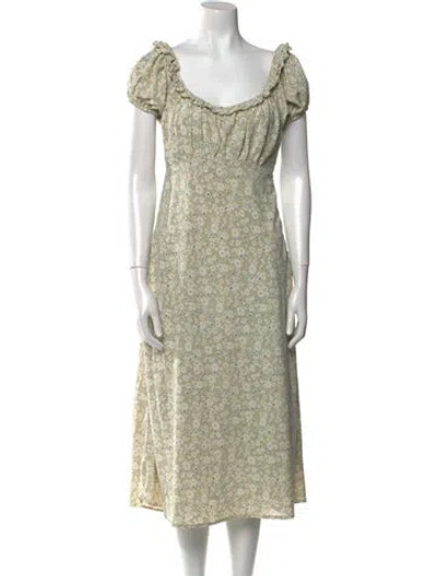 Pre-owned Astr Printed Midi Length Dress In Yellow