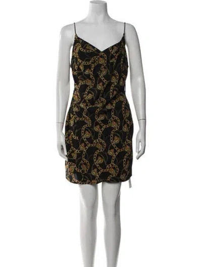 Pre-owned Astr Printed Mini Dress In Black