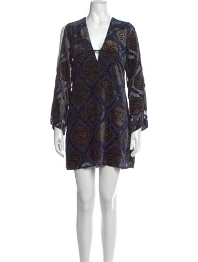 Pre-owned Astr Printed Mini Dress In Blue/neutrals