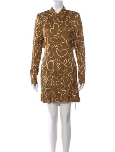 Pre-owned Astr Printed Mini Dress In Brown