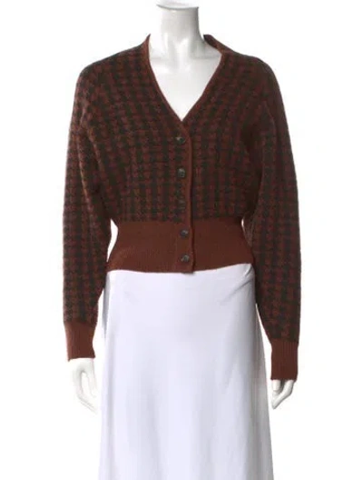 Pre-owned Astr Printed V-neck Sweater In Brown