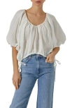 ASTR PUFF SLEEVE SIDE TIE TOP