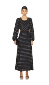 Astr Quinn Midi Dress In Black Cream In Black
