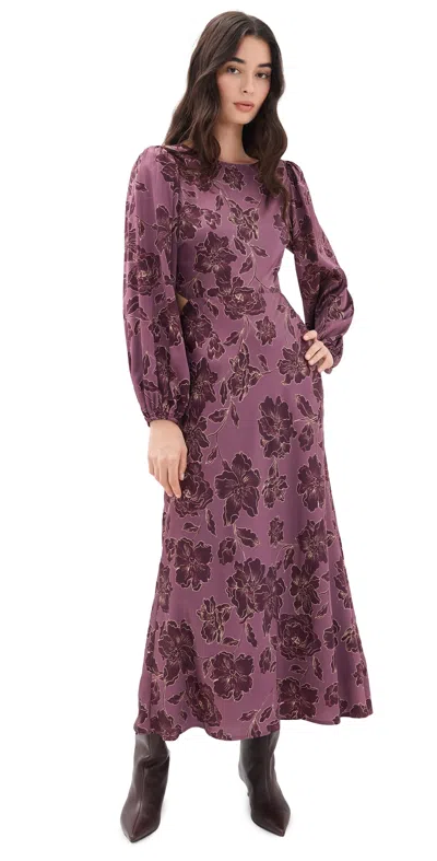 Astr Quinn Dress Plum Floral In Pink