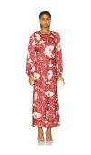 Astr Quinn Dress In Wine Floral