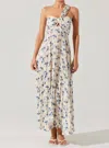 Astr Rasya One Shoulder Maxi Dress In Blue And White Print In White