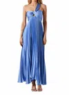 Astr Rasya Pleated One-shoulder Maxi Dress In Periwinkle In Blue