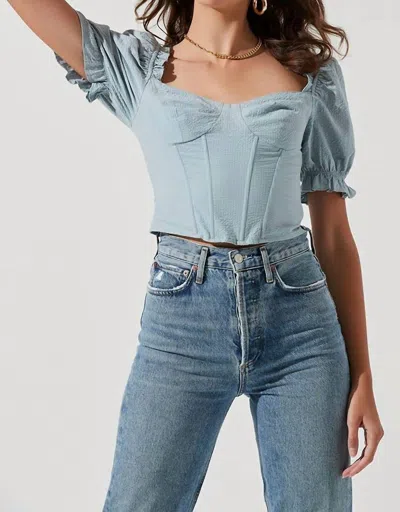 Astr Raya Short Sleeve Top In Blue