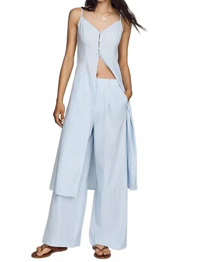 Astr Rena Tunic Top In Blue Pinstripe