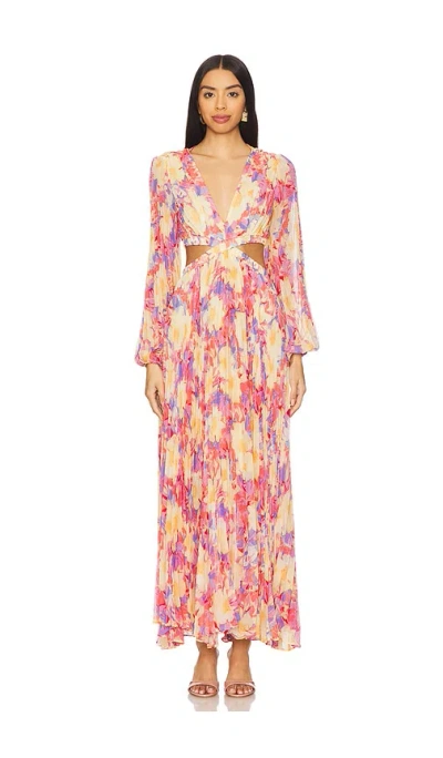 Astr Revery Dress In Yellow Pink Floral