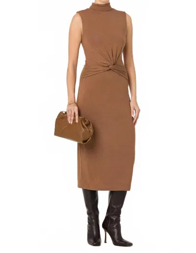 Astr Riana Turtleneck Twist Front Dress In Chestnut In Brown