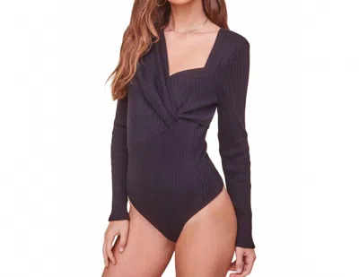 Astr Ribbed Bodysuit In Black
