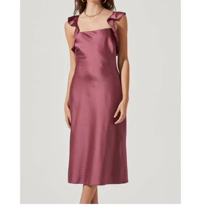 Astr Rina Midi Dress In Dark Mauve In Red