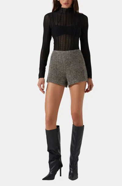 Astr Rivka High Waist Shorts In Taupe Grey In Gray