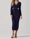 Astr Riya Midi Sweater Dress In Blue In Blue