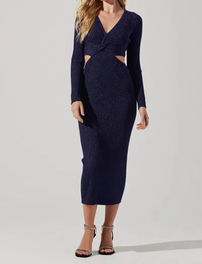 Astr Riya Midi Sweater Dress In Blue